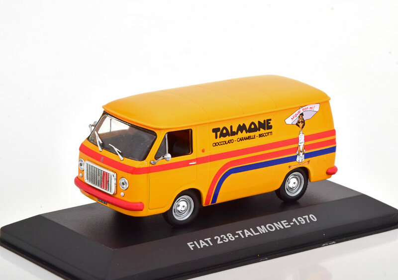 Atlas 1:43 Fiat 238 Talmone 1970 oranje in vitrine 