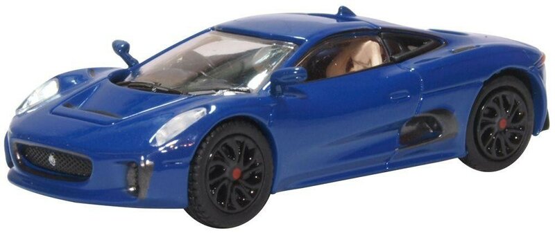 Oxford 1:76 Jaguar CX75 blauw, in vitrine