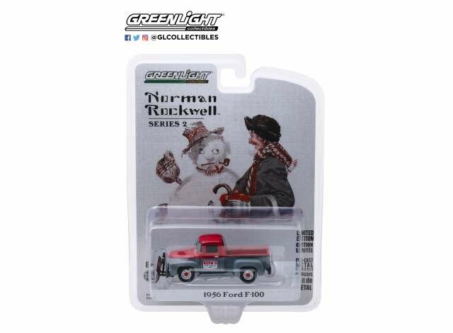 Greenlight 1:64 Ford F-100 with Snow Plow 1956 Norman Rockwell Series 2 grijs rood