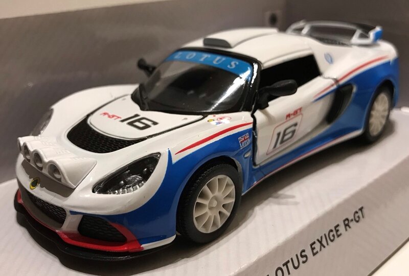 Kinsmart 1:36 Lotus Exige R- GT no 16 wit blauw 2016