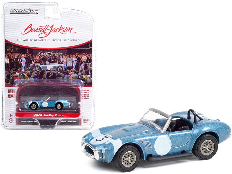 Greenlight 1:64 Shelby Cobra No3 FIA Bondurant Tribute Barrett Jackson Series 7 blauw