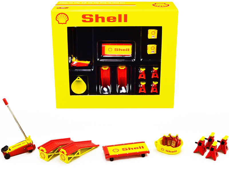 GMP 1:18 Shop Tool Set no2 Shell Oil geel rood