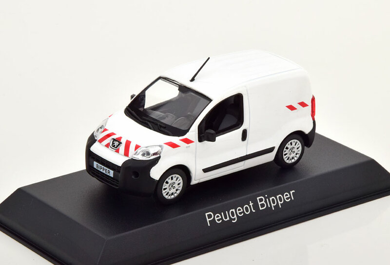 Norev 1:43 Peugeot Bipper 2009 wit  met rode strippen