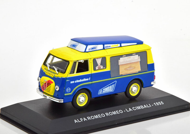 Atlas 1:43 Alfa Romeo Romeo - La Cimbali 1955 blauw geel in vitrine