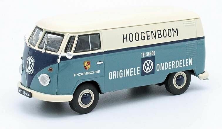 Schuco 1:43 Volkswagen T1 Hoogenboom &quot;Originele Volkswagen Onderdelen&quot; blauw wit