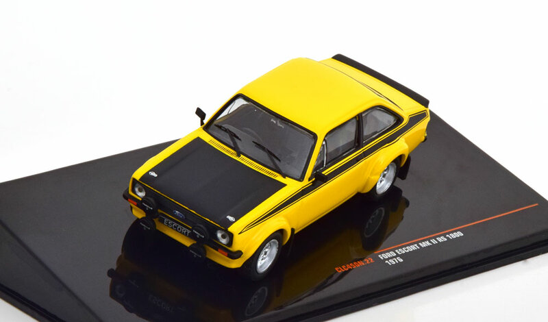 IXO 1:43 Ford Escort MK2 RS 1800 1976 geel zwart