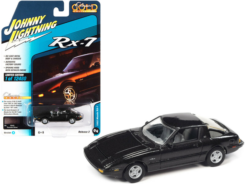 Johnny Lightning 1:64 Mazda RX7 Tornado Silver Metallic 1982