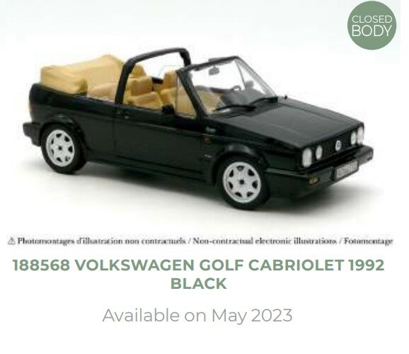 Norev 1:18 Volkswagen Golf Cabriolet 1992 Black. Verwacht - te reserveren