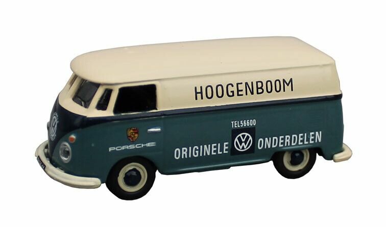 Schuco 1:87 Volkswagen T1 Hoogenboom &quot;Originele Volkswagen Onderdelen&quot; blauw wit