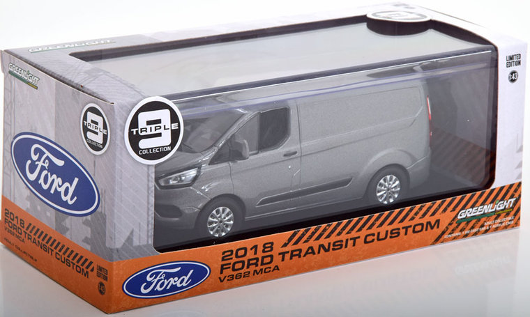 Greenlight 1:43 Ford Transit Custom V362 MCA 2018 grijs metallic 