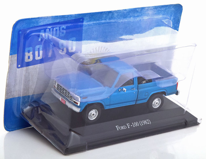 Atlas 1:43 Ford F-100 1982 blauwmetallic in blisterverpakking