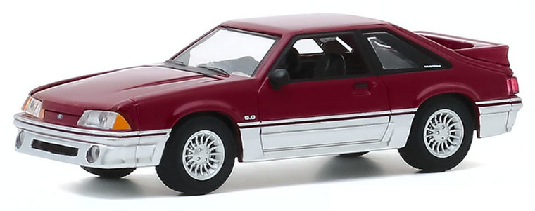 Greenlight 1:64 Ford Mustang GT in Medium Scarlet and silver &quot; Hot Hatches serie 1&quot;