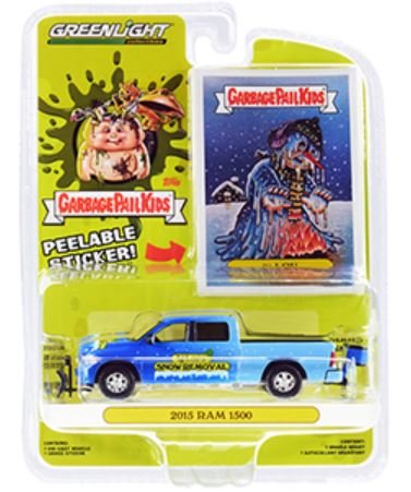 Greenlight 1:64 Dodge Ram 1500 with Snow Plow and Salt Spreader Ig Lou blauw Garbage Pail Kids Series 3