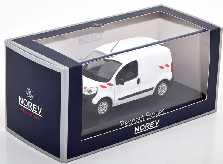 Norev 1:43 Peugeot Bipper 2009 wit  met rode strippen