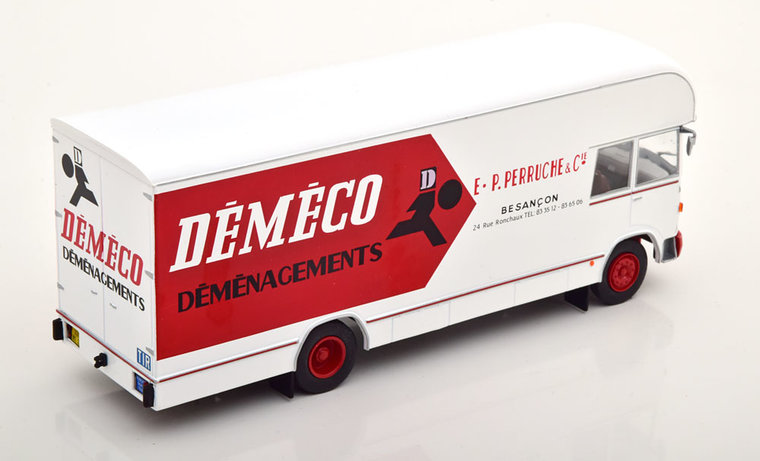 Atlas 1:43 Berliet GBK 75 Transporter Demeco 1969 wit rood in blisterverpakking