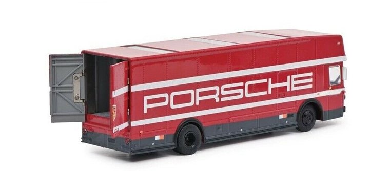 Schuco 1:64 Mercedes Benz O317 Renntransporter Porsche