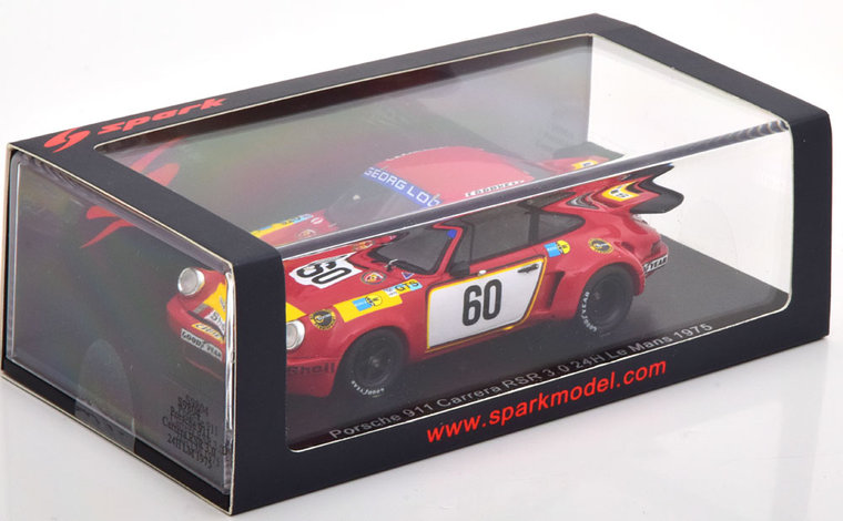 Spark 1:43 Porsche 911 Carrera RSR 3.0 no 60 Hezemans Schurti 1975 24 Le Mans