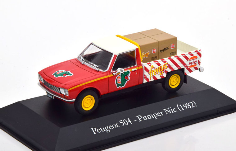 Atlas 1:43 Peugeot 504 Pumper Nic 1982 rood wit