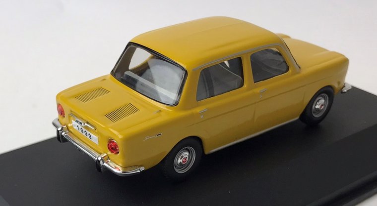 Atlas 1:43 Simca 1000 geel 1962 in vitrine