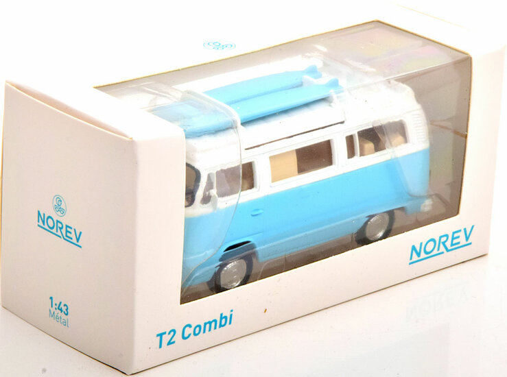 Norev 1:43 Volkswagen Combi T2b Camper Van 1973 Light Blue Jet-car