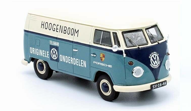 Schuco 1:43 Volkswagen T1 Hoogenboom &quot;Originele Volkswagen Onderdelen&quot; blauw wit