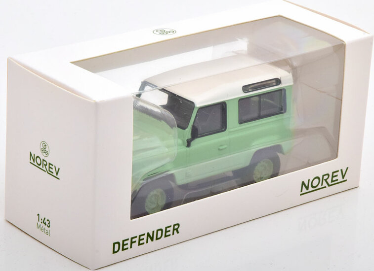 Norev 1:43 Land Rover Defender 1995 Green &amp; White, in blisterverpakking -  Jet-car