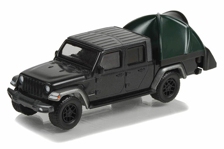 Greenlight 1:64 Jeep Gladiator High Altitude with Modern Truck bed Tent 2021 zwart, The Great Outdoors series 2