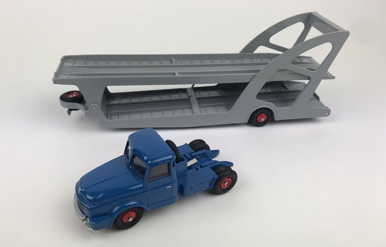 Norev 1:55 Will&egrave;me Tractor &amp; Trailer Car Carrier, blauw grijs, Norev Classic