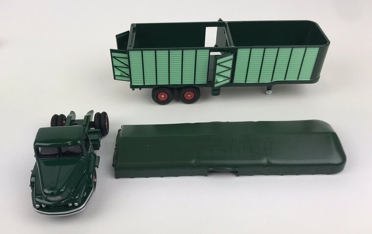 Norev 1:55 Unic Tracteur &amp; Remorque, donkergroen/ groen, Norev Classic