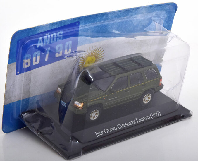 Atlas 1:43 Jeep Grand Cherokee 1997 LTD verde metallic in blisterverpakking