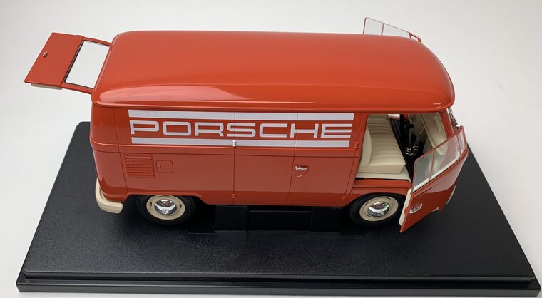 Welly 1:18 Volkswagen T1 bus &quot;Porsche&quot; rood