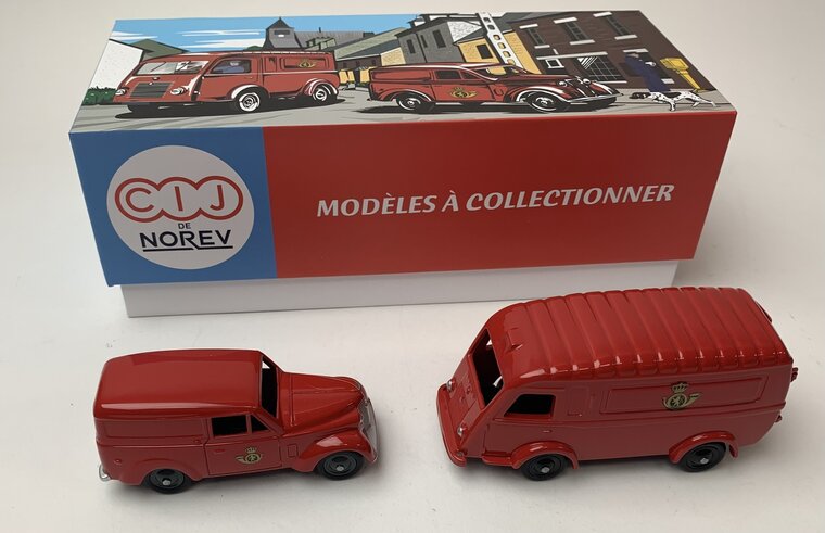 Norev CIJ 1:43 Renault 1000kgs en Renault Dauphinoise Belgian Post, set 2 autos