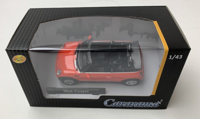 Cararama 1:43 Mini Cooper Cabriolet 2005 rood, in windowbox