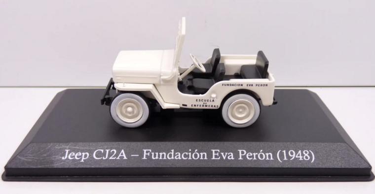 Atlas 1:43 Jeep CJ2A Fundacion Eva Peron 1948 wit in blisterverpakking