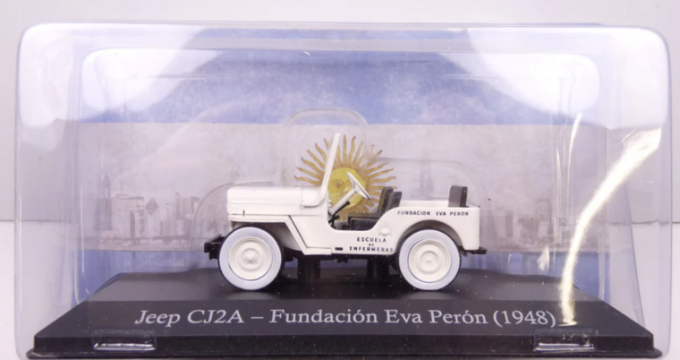 Atlas 1:43 Jeep CJ2A Fundacion Eva Peron 1948 wit in blisterverpakking