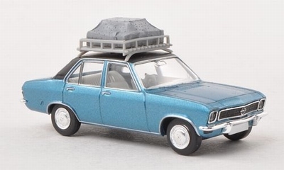 Brekina Opel Ascona A met bagagerek metallic blauw met