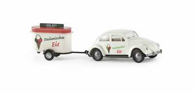 Brekina 1:87 Volkswagen Kever Italia IJs met aanhanger