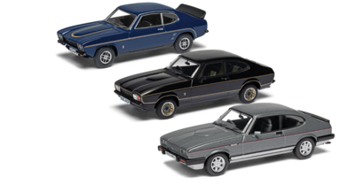 Vanguards 1:43 Ford 3er Set - Ford Capri Sporting Trilogy Collection - RHD, MK I RS 2600, MK II JPS, MK III 2.8 Injection. Verwacht