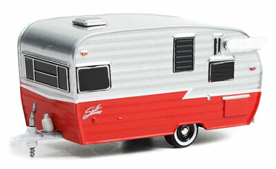 Greenlight 1:64 Shasta Airflyte in Polished Aluminum and Red, Hitched Homes series 12