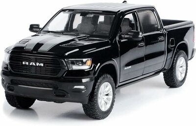 Motor Max 1:24 Dodge RAM 1500 Crew Laramie Cab 2019 zwart met zilver strp