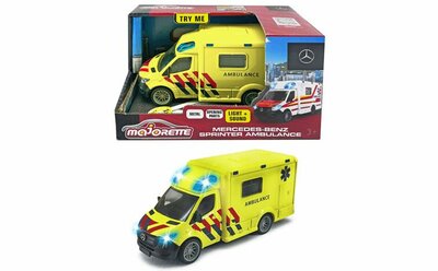 Majorette Mercedes Benz Sprinter Ambulance Nederland met licht en geluid, lengte ca. 15 cm