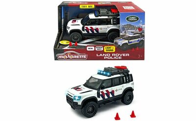 Majorette Land Rover Defender Politie Nederland met licht en geluid, lengte ca. 12,50 cm