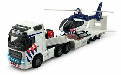 Majorette Volvo FH met oplegger & Airbus H135 Politie Nederland met licht en geluid, lengte 35 cm