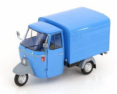 Mitica 1:18 Piaggio Ape P501 Kasten 1979 blauw met vitrine