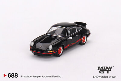 Mini GT 1:64 Porsche 911 Carrera RS 2.7 Black with Red Livery, LHD