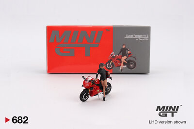 Mini GT 1:64 Ducati Panigale V4 S with Ducati Girl rood/ zwart