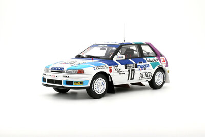 Otto Mobile 1:18 Mazda 323 GTX Gr.A  no 10 T Mäkinen 1000 Lakes Rally 1991. Levering 01-2025