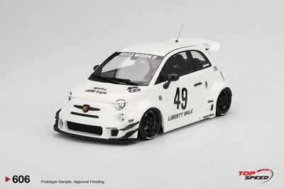 Top Speed 1:18 Fiat Abarth 595 LB-Works X ABAS Works Gara wit 2024. Verwacht 06-2025