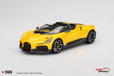 Top Speed 1:18 Bugatti W16 Mistral geel 2024. Verwacht 06-2025