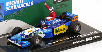 Minichamps 1:43 Benetton Renault B195, no1 M. Schumacher / J. Alesi - Canadian GP 1995 met figuur Alesi - LImited 999 ps